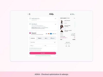 ADIKA - Desktop checkout optimization