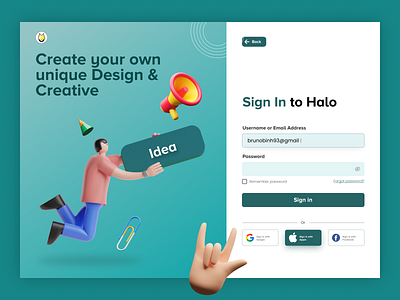 Sign-in Page 3d 3d artist design illustration ui uidesign uxui web webdesign