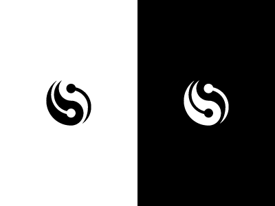 Tech Yin Yang logo black and white bw harmony harmony logo tech logo techno technology yin yang yinyang