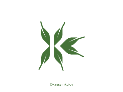 K Leaf green k logo k monogram leaf logo letter k logoground negative space white space