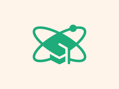 Education and Science Logo atom cap electron graduation nucleus orbit particle proton school science student