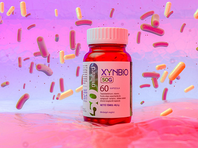 Xynbio-Probiotics 3D shot 3d modeling 3d rendering branding c4d graphic design label and box design packaging pharmaceuticals redshift visualization