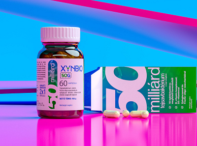 Xynbio - probiotics still life 3d modeling 3d rendering branding c4d graphic design label and box design pharmaceuticals redshift visualization