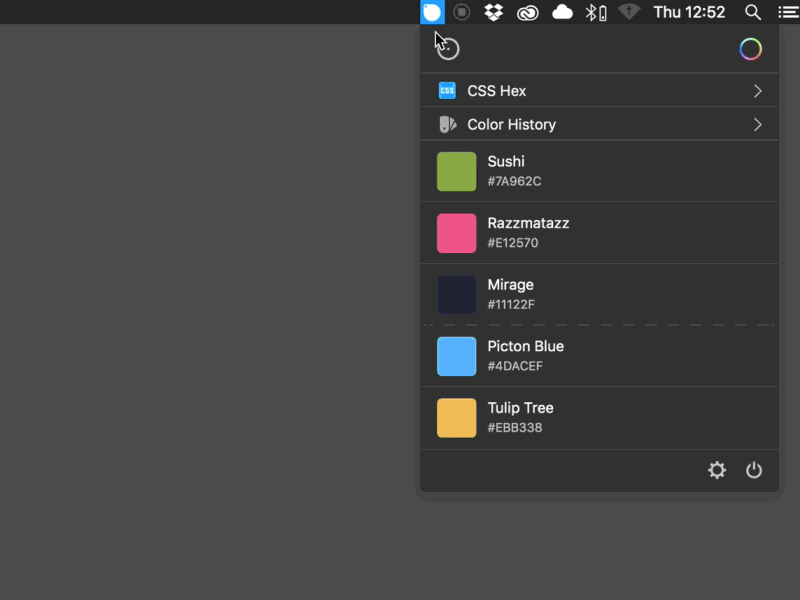 Sip Menu color colors palettes picker sip