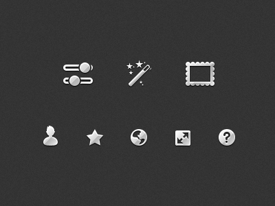 Icons adjust effects frames icons language profile questions rate scale