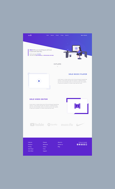 Solo video tools design homepage web webdesign