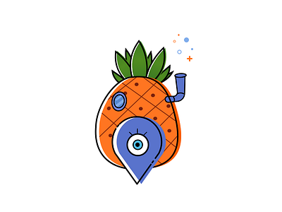 Pineapple Island cartoon character cute icon illustration island map mbe orange pineapple sketch spongebob