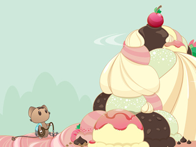 Determination at Sundae Mountain cute ice cream illustration vector