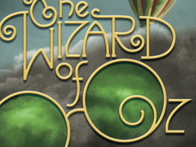 The Wizard of Oz clouds custom custom lettering glasses hot air balloon oz play poster typography wizard