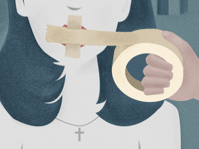 Silenced cross editorial illustration illustration religion woman
