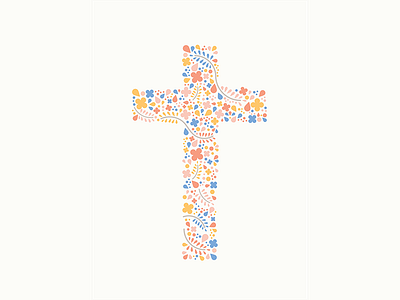 Easter Cross card cross easter faith floral flowers greeting pattern