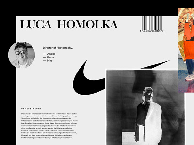Luca Homolka - Director of Photography abstract alex art barcode branding clean dark mode director exploration film fonts german luca nike photo photography simple type visual