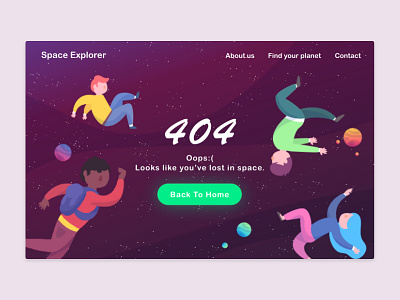 Daily UI Challenge - #008 404 Page 404 error page 404 page app daily 100 challenge dailyui dailyuichallenge design space ui uidesign ux uxdesign