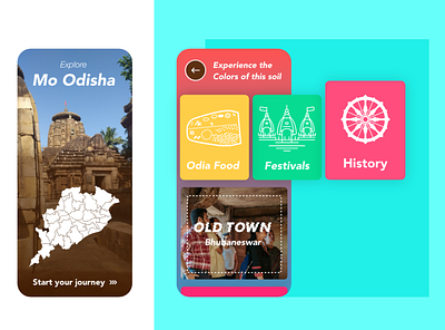 Mo Odisha - Explore Odisha android app apple application bhubaneswar city design explore festival food history illustration ios journey odia odisha travel vector web website