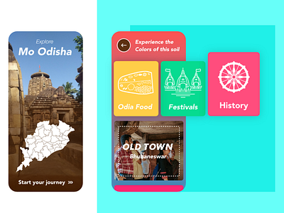 Mo Odisha - Explore Odisha android app apple application bhubaneswar city design explore festival food history illustration ios journey odia odisha travel vector web website