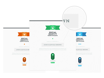 Social identity certificates blue certificate flat flat design green orange security web