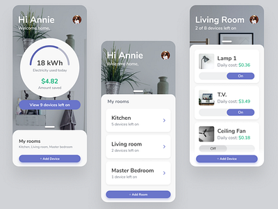 Smart home energy calculator app design home smarthome ui ux