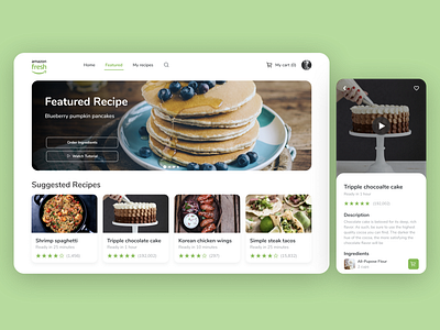 Amazon Fresh Recipe App - Concept app cooking food mobile recipe tablet ui ux