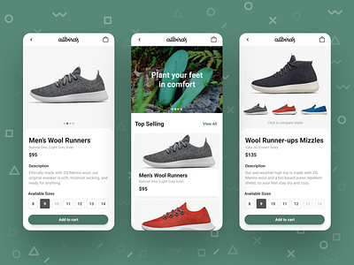 Shoe Comparison Concept allbirds geometic green mobile productdesign running shoes shoe shoe design shoes app sneaker sustainable ui ux wool