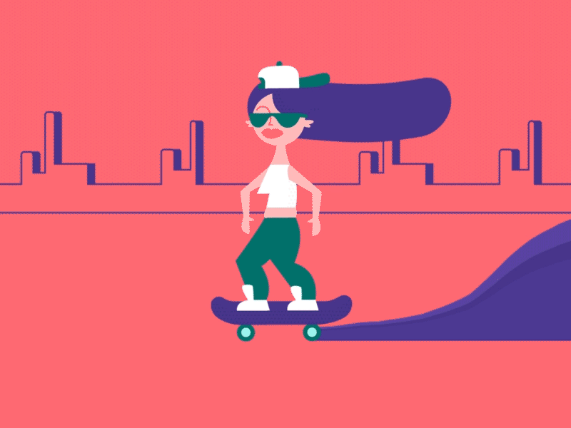 Skate after effect animaiton animation build charachter character animation illustration motion design smoke wave