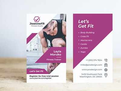 Fitness Business Card in Vertical Layout adobe illustrator design business card fitness