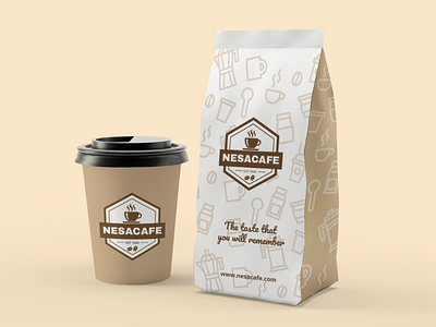 Coffee Cup and Bag Packaging coffee bag coffee cup coffee packaging illustrator design