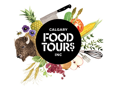 Food Tours illustration lettering logo type