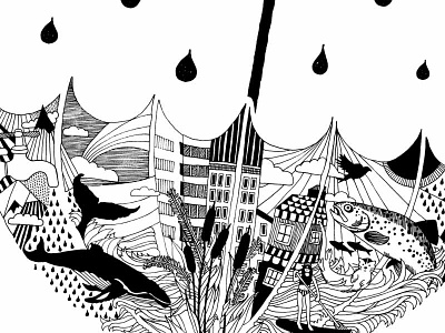 Big Wild Umbrella illustration t shirt umbrella wilderness
