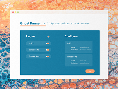 Ghost Runner, a fully customizable task runner app concept design illustation task runner ui vector