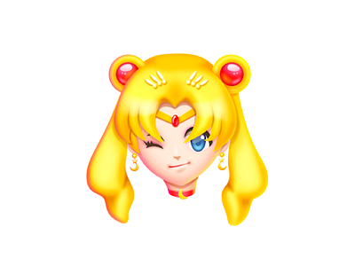 Sailor moon comic cute girl hair hot air balloon icon ui vector