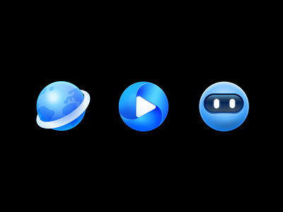 Icons 4 ai ball browser carton cute design earth icon illustration intelligence media play robot star ui video