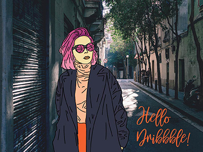 Hello Dribbble! fashion people portrait illustration