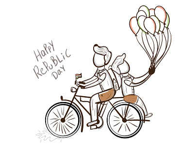 Republic Day bicycle childhood day design dribbble illustration india indianrepublicday memories oldschooldays republic schoolday