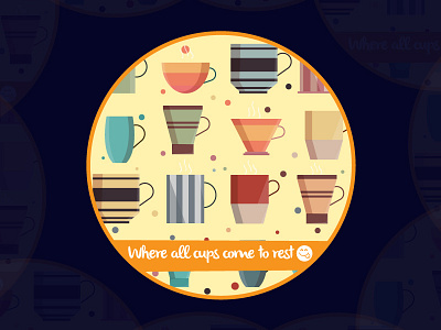 Where all cups come to rest _ Sticker Mule _Playoff Shot coaster colors contest cups design differentcups dribbble illustration love mug share stickermule vector