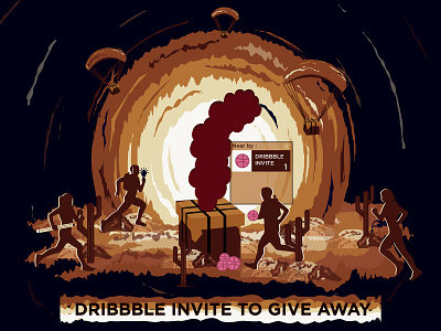 DRIBBBLE INVITE TO GIVE AWAY 2d art branding colors creative design dribbble dribbbler dribble invite dropbox giveaway illustration india invite learning players pubg pubg dropbox vector welcome