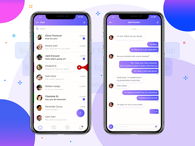 Message App add contact app chat contact design gradient ios message message app ui