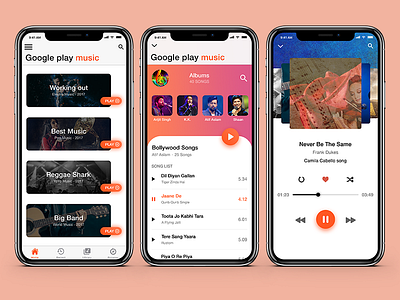 Music App Design album google google play music ios11 iphonex music pause play push redesign