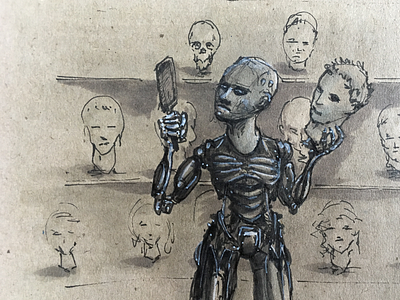 Sketch android artwork brush brush face illustration ink robot sketch