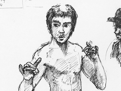 Bruce Lee sketch artwork drawing illustration ink paper pigma micron sketch