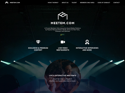 MeetEm Webxl app artist design landing page music private social network social app social network user inteface web design