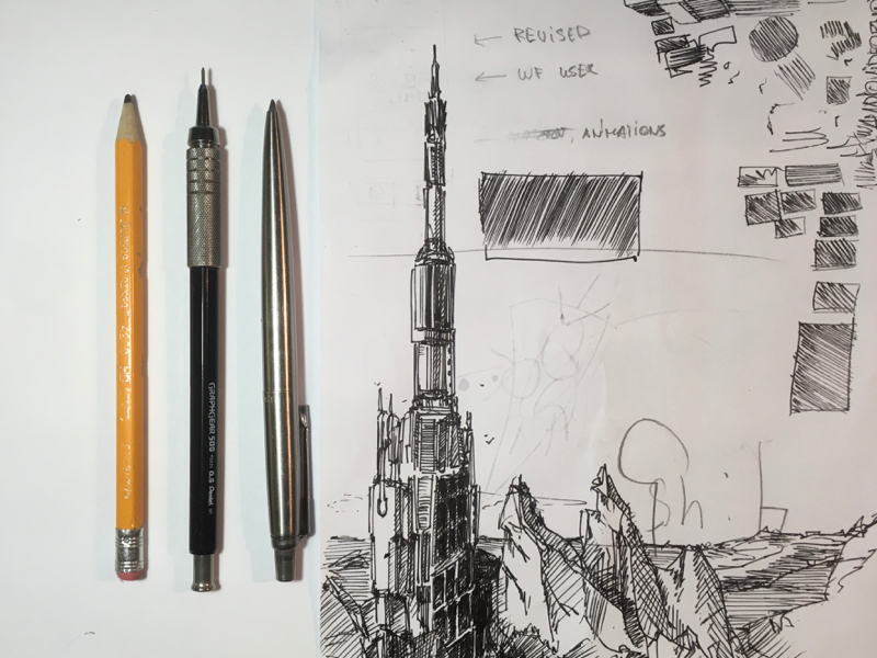 Random sketch architecture future architecture tower liner drawing artwork sketch