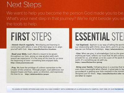 Next Steps layout font headlines lifechurchtv red type