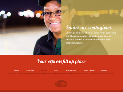 Dribbble Oncue footer gas stations home links marketing people smile