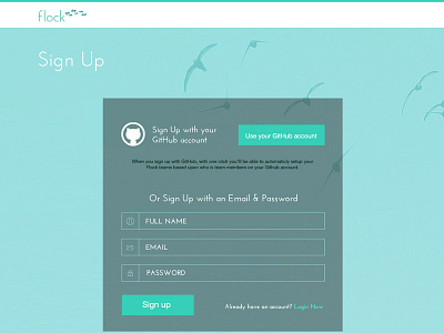 Flock Sign Up layout