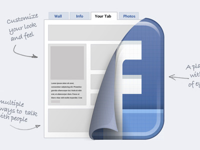 Custom Facebook pages graphic blue facebook graphic wireframe