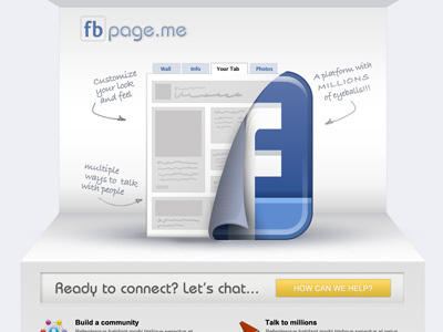 FB Page.me 3d blue facebook landing page template themes website