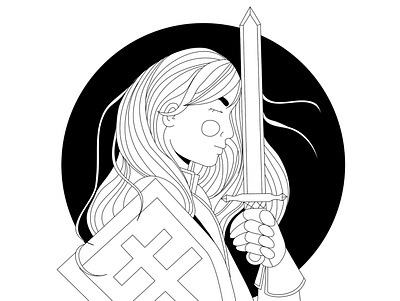 Blade - inktober2020 day5 blackandwhite blade doodles girl character illustration inktober inktober2020 vector warrior