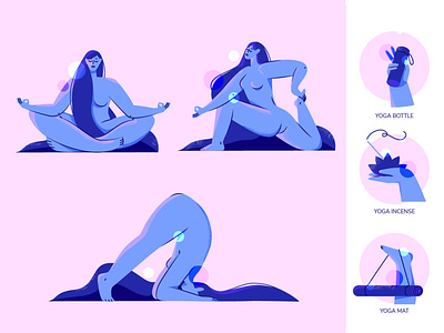 Yoga app character character design icon illustration minimalism pink texture ui ux vector yoga