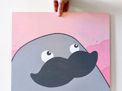 Herman Pink background cartoon character design illustration painting pink