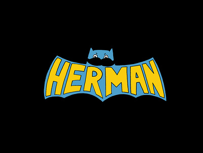 Herman Batman logo character design illustration painting procreate
